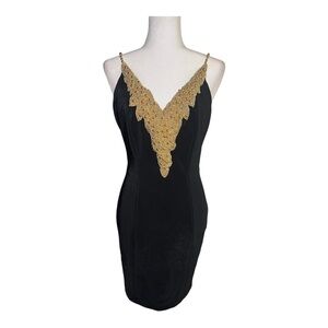 Vintage Beaded Black Cocktail Dress 80’s 10